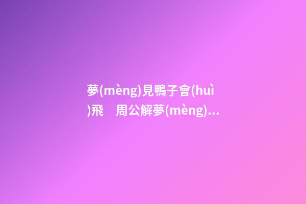夢(mèng)見鴨子會(huì)飛　周公解夢(mèng)之夢(mèng)到鴨子會(huì)飛